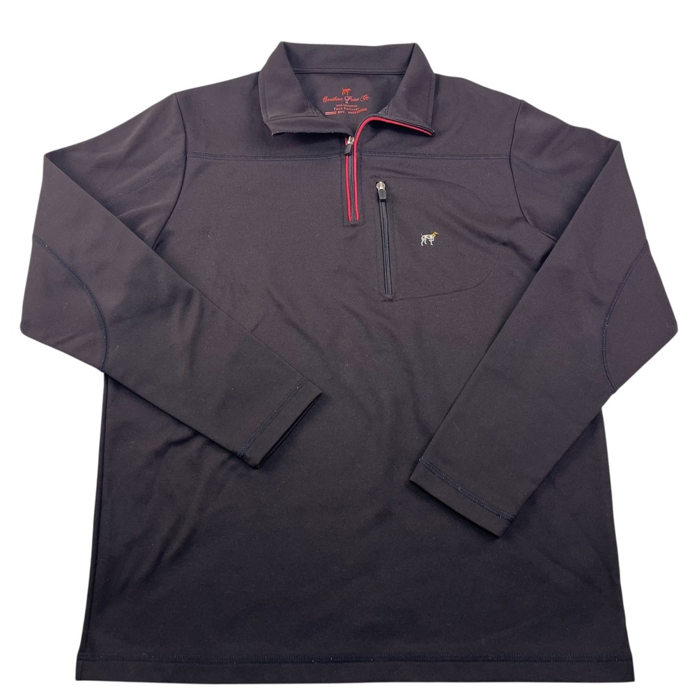 Southern Point Co Mens Tech Pullover Black Red Quarter Zip Chest Pocket Size M‎